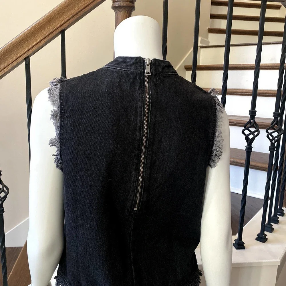 🎯FINAL SALE🎯 GAP 1969 Mock Neck Crop Top in Washed Black - N0420-5 - Picture 5 of 9